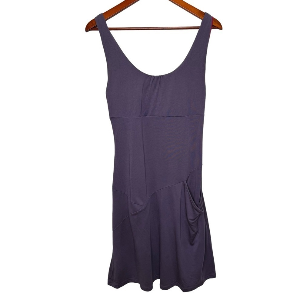MEC Mountain Equipment Coop Scoop Neck Purple Slim Fit Midi Dress Size Small